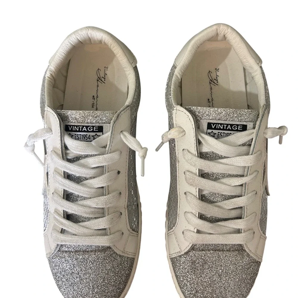 Vintage Havana Silver Glitter Sneakers Womens Size 8 Star Low Top Shoes‎